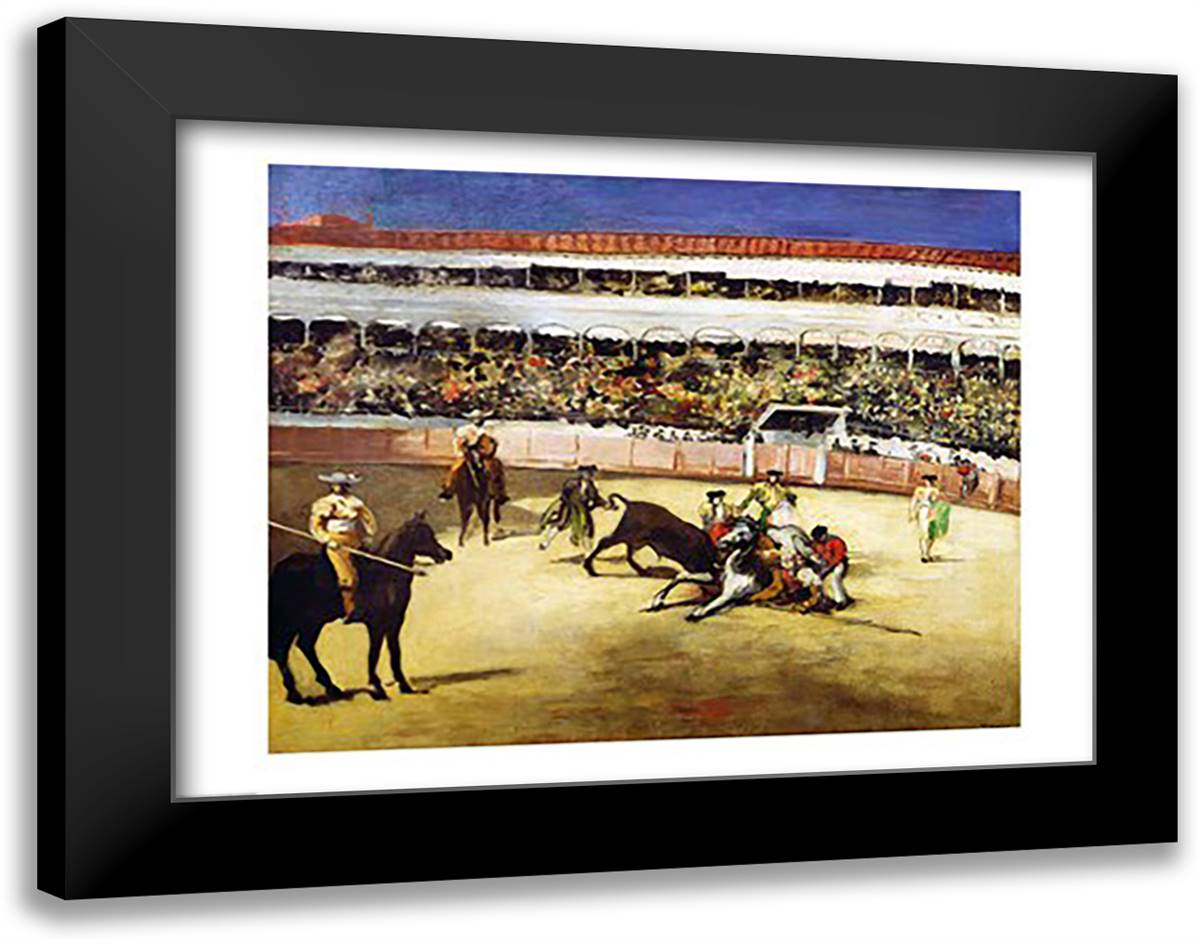 Bull Fight, 1865 28x22 Black Modern Wood Framed Art Print Poster by Manet, Edouard