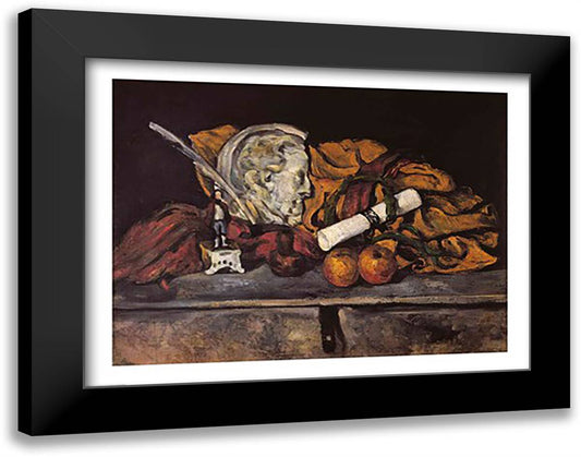 Still Life of the Artist's Accessories, 1872 28x22 Black Modern Wood Framed Art Print Poster by Cezanne, Paul