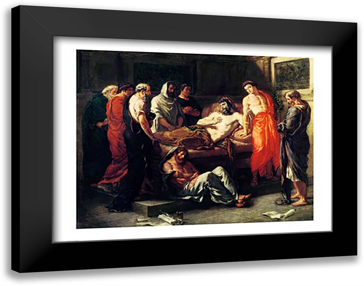 Study for The Death of Marcus Aurelius 28x22 Black Modern Wood Framed Art Print Poster by Delacroix, Eugene