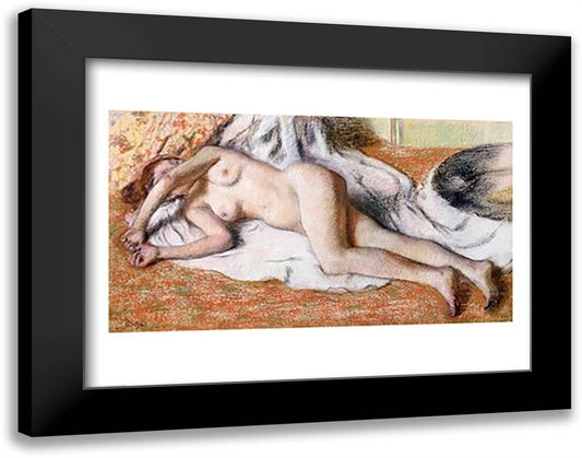 Reclining Nude 28x22 Black Modern Wood Framed Art Print Poster by Degas, Edgar
