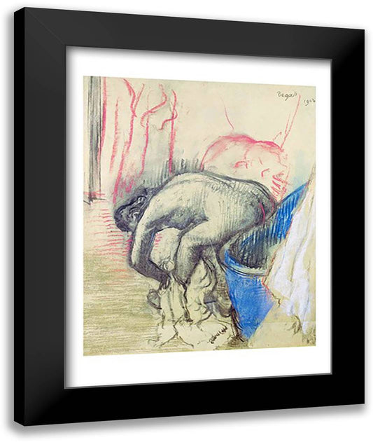 After the Bath, 1903 22x28 Black Modern Wood Framed Art Print Poster by Degas, Edgar