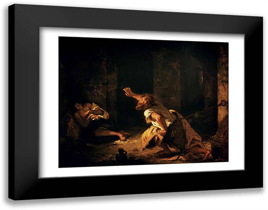 The Prisoner of Chillon, 1834 28x22 Black Modern Wood Framed Art Print Poster by Delacroix, Eugene