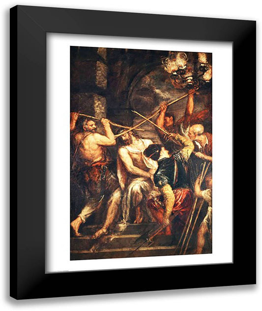 The Crowning with Thorns 22x28 Black Modern Wood Framed Art Print Poster by Titian