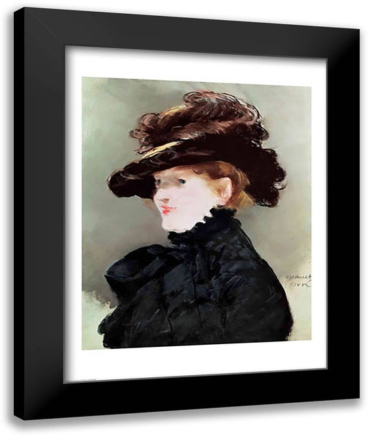 Portrait of Mery Laurent 22x28 Black Modern Wood Framed Art Print Poster by Manet, Edouard