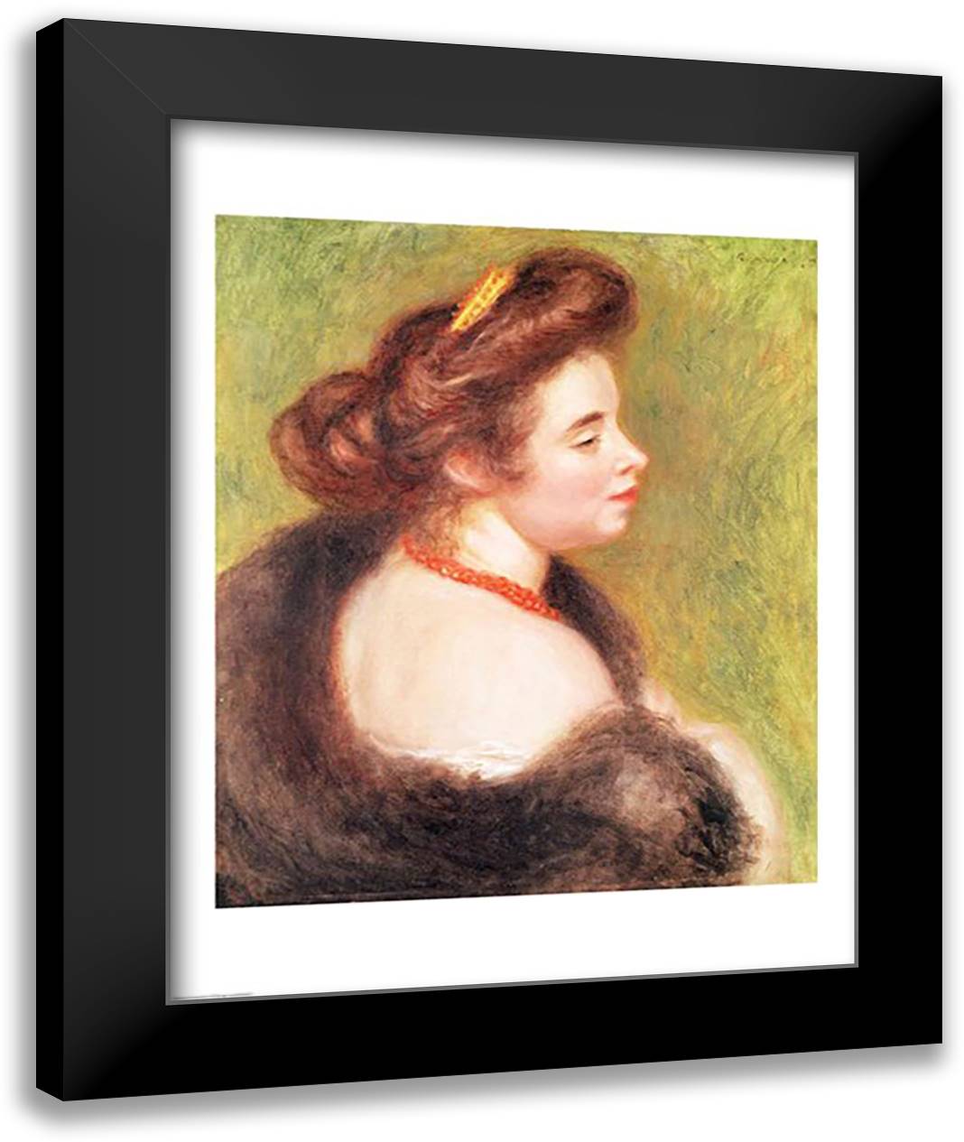 Portrait of Madame Maurice Denis, 1904 22x28 Black Modern Wood Framed Art Print Poster by Renoir, Pierre-Auguste
