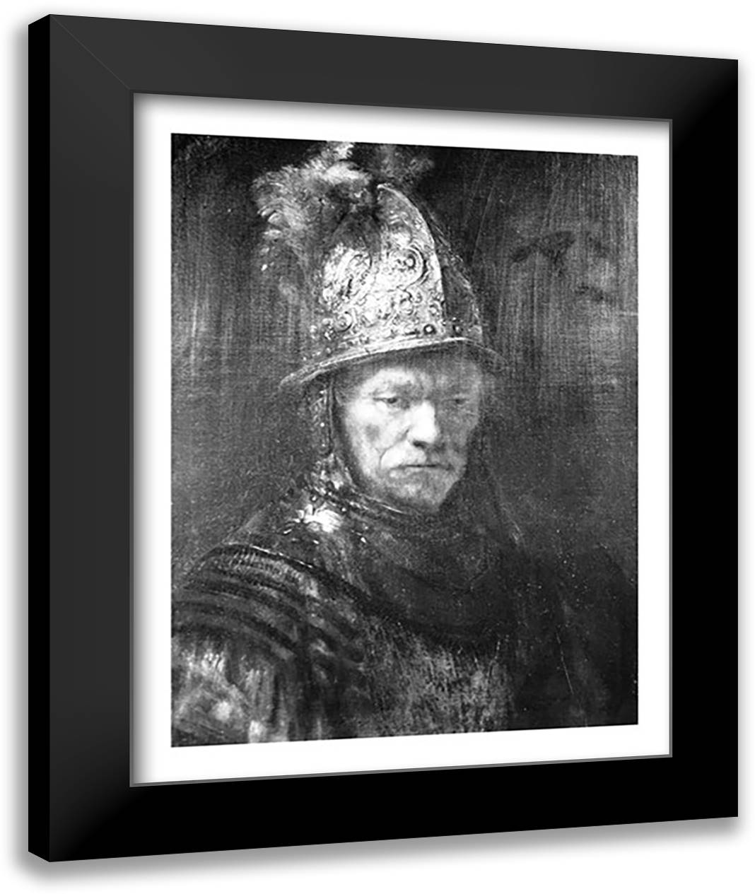 Portrait of a Man with a Golden Helmet, 1648 22x28 Black Modern Wood Framed Art Print Poster by Rembrandt