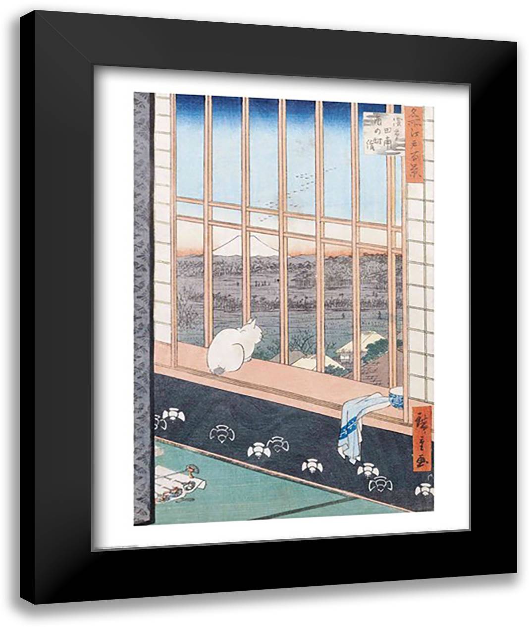 Asakusa Rice Fields 22x28 Black Modern Wood Framed Art Print Poster by Hiroshige, Utagawa
