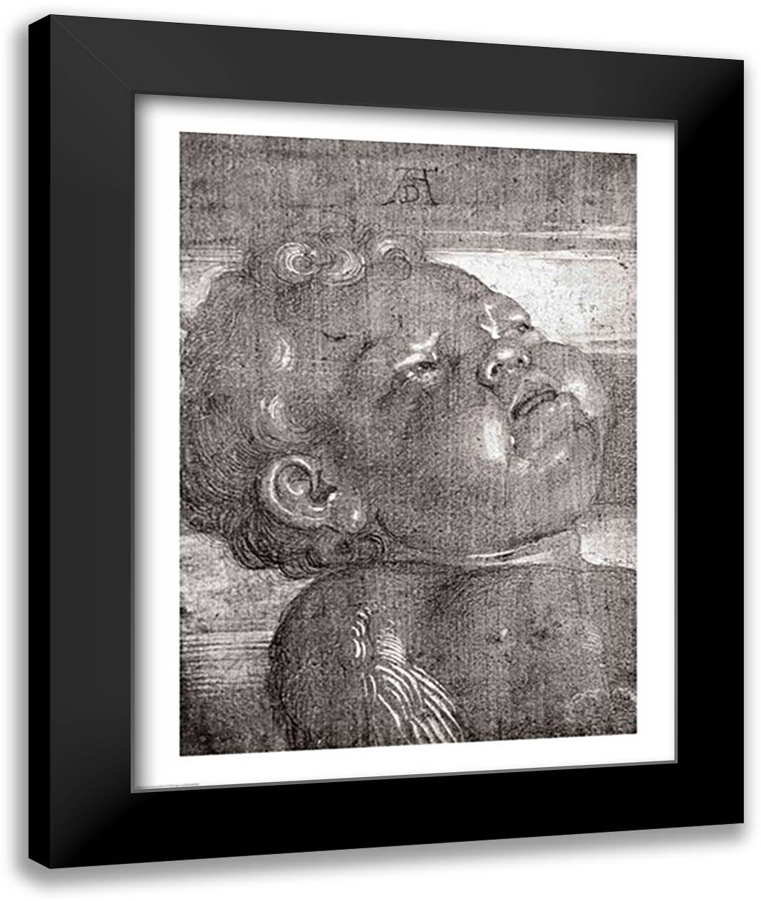 Cherubim Crying, 1521 22x28 Black Modern Wood Framed Art Print Poster by Durer, Albrecht