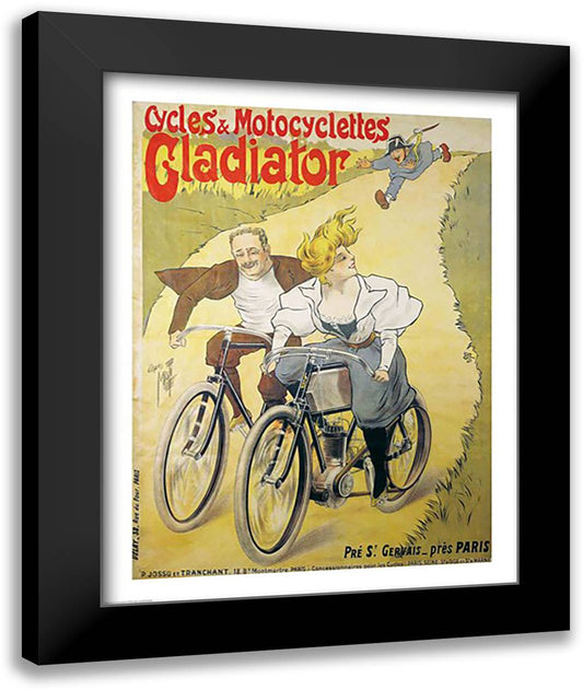 Poster advertising Gladiator bicycles and motorcycles 22x28 Black Modern Wood Framed Art Print Poster