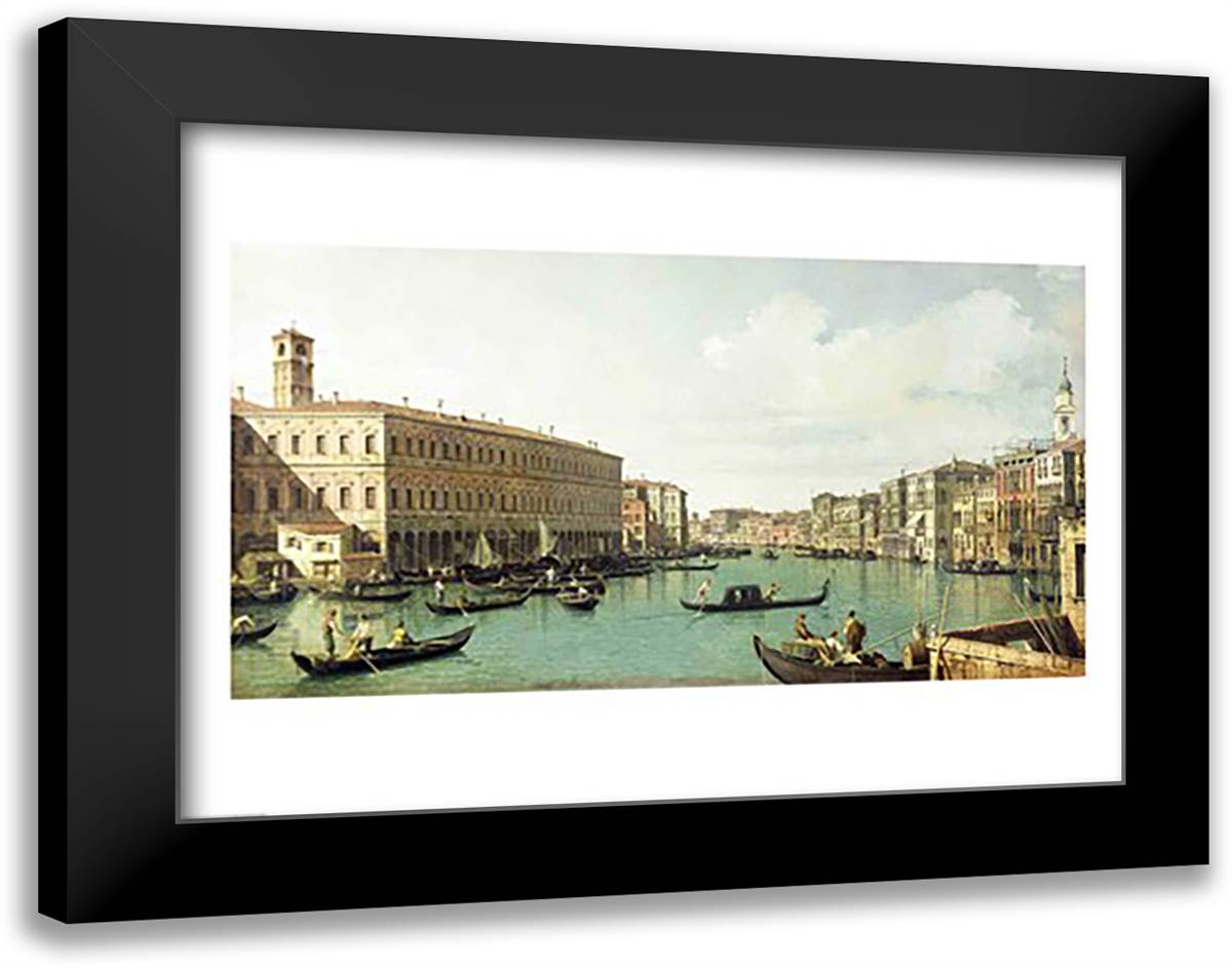 The Grand Canal from the Rialto Bridge 28x22 Black Modern Wood Framed Art Print Poster by Canaletto, Giovanni Antonio