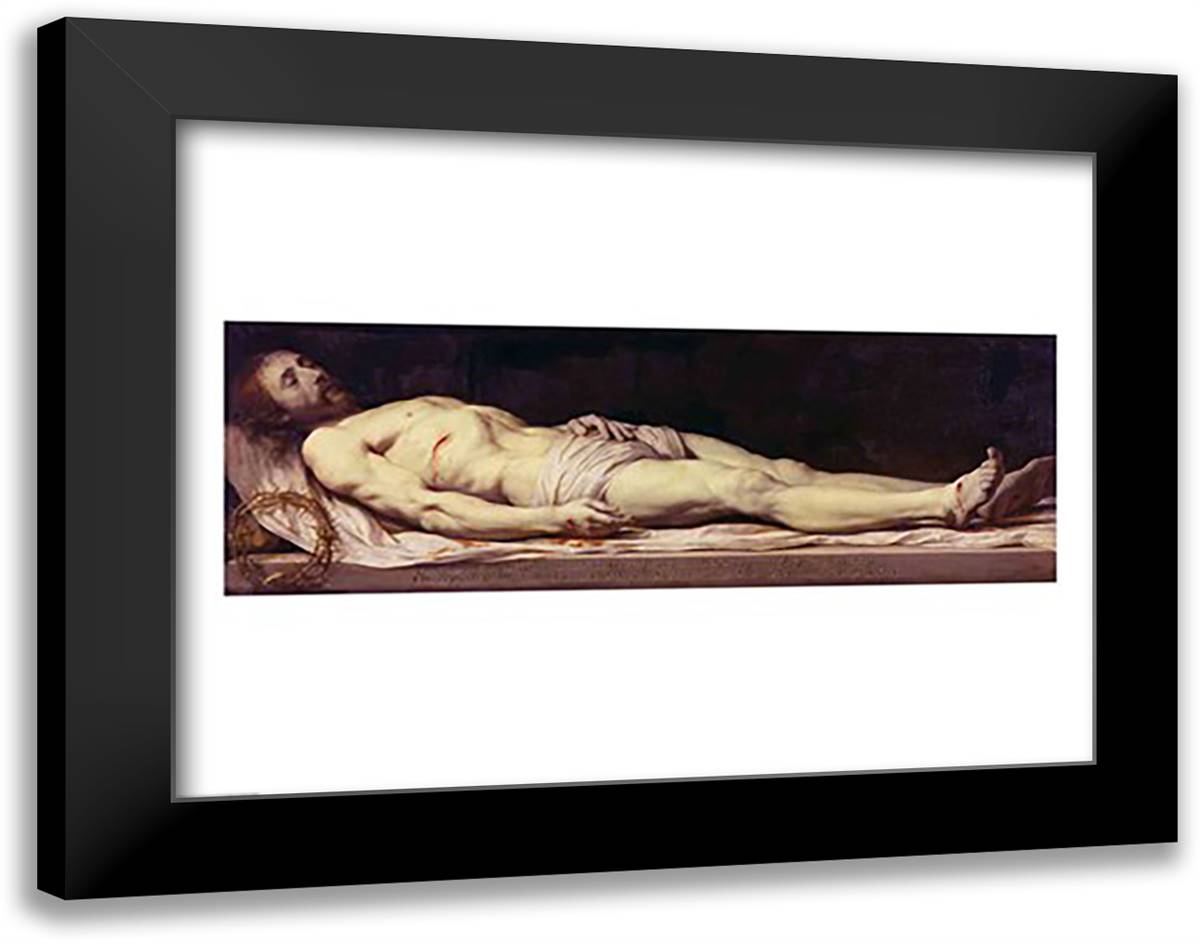 The Shroud of St. Veronica 28x22 Black Modern Wood Framed Art Print Poster by Champaigne, Philippe De