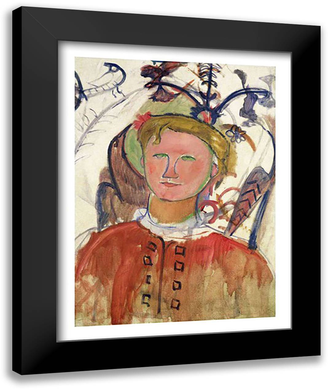 Marie Vassilieff 22x28 Black Modern Wood Framed Art Print Poster by Modigliani, Amedeo