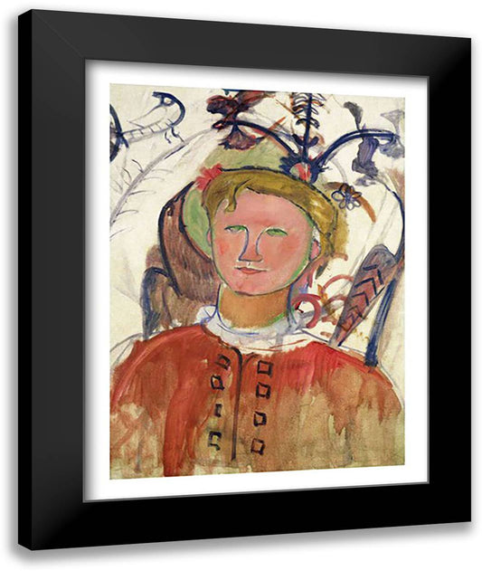 Marie Vassilieff 22x28 Black Modern Wood Framed Art Print Poster by Modigliani, Amedeo