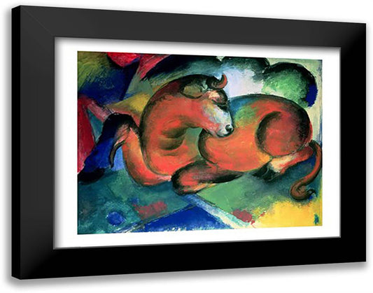 The Red Bull, 191 28x22 Black Modern Wood Framed Art Print Poster by Marc, Franz
