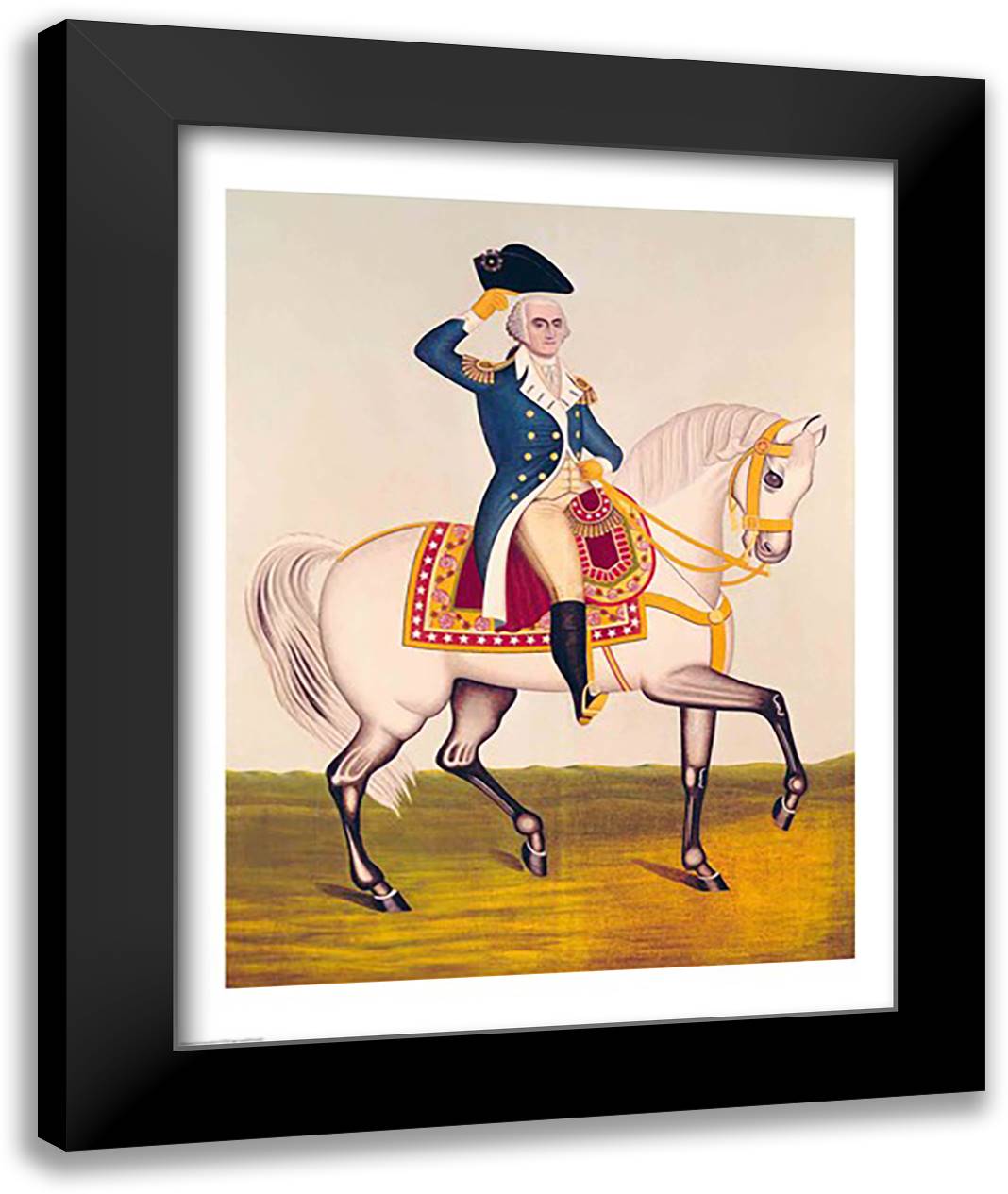 General Washington on a White Charger 22x28 Black Modern Wood Framed Art Print Poster