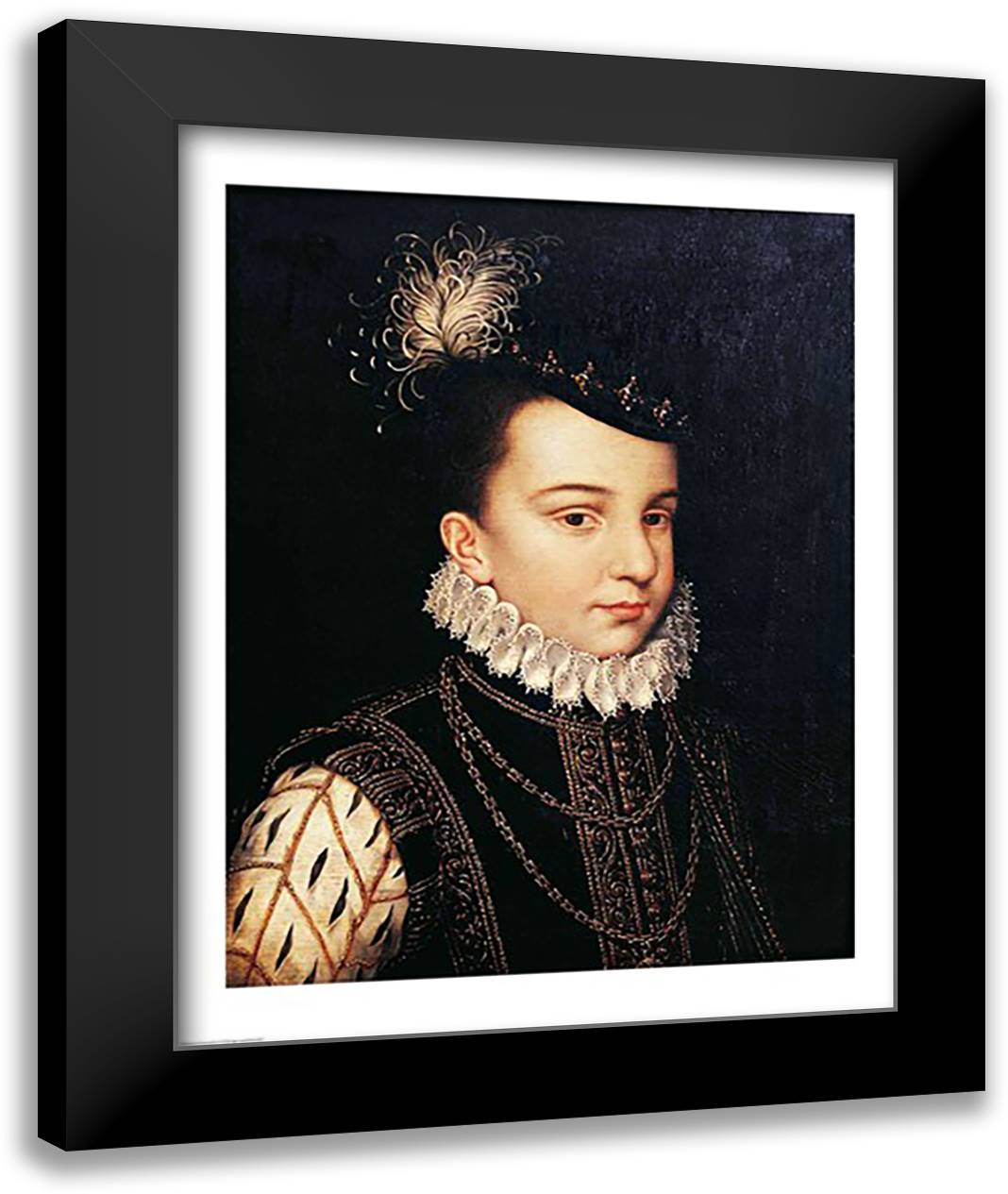 Portrait of Francois Hercule de France Duc d'Alencon 22x28 Black Modern Wood Framed Art Print Poster by Clouet, Francois