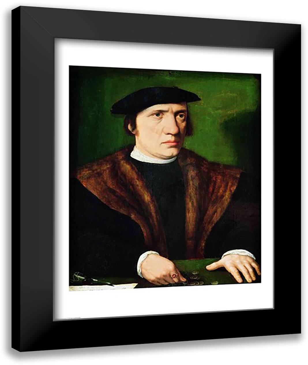 Portrait of a Man 22x28 Black Modern Wood Framed Art Print Poster by Holbein, Hans