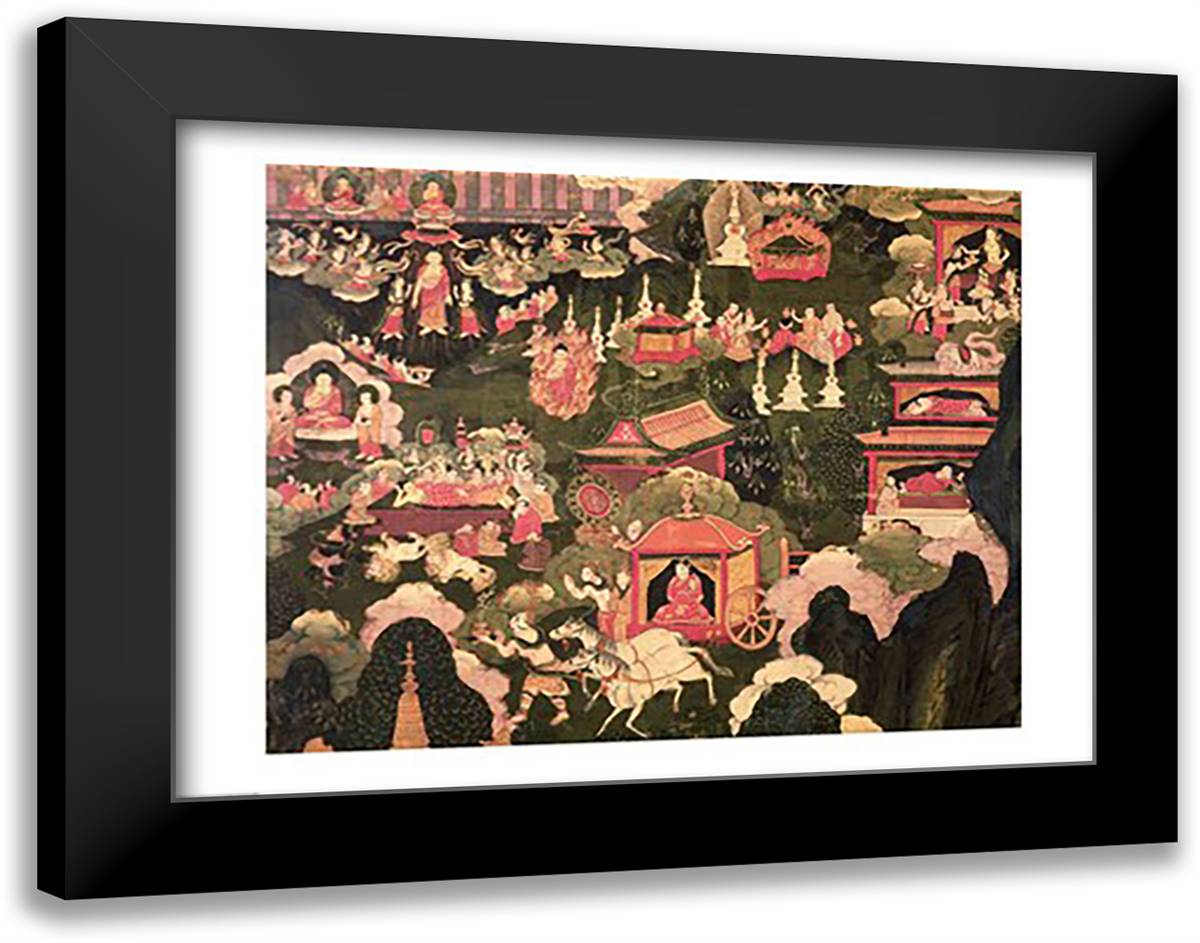 Parinirvana and the Death of Buddha 28x22 Black Modern Wood Framed Art Print Poster