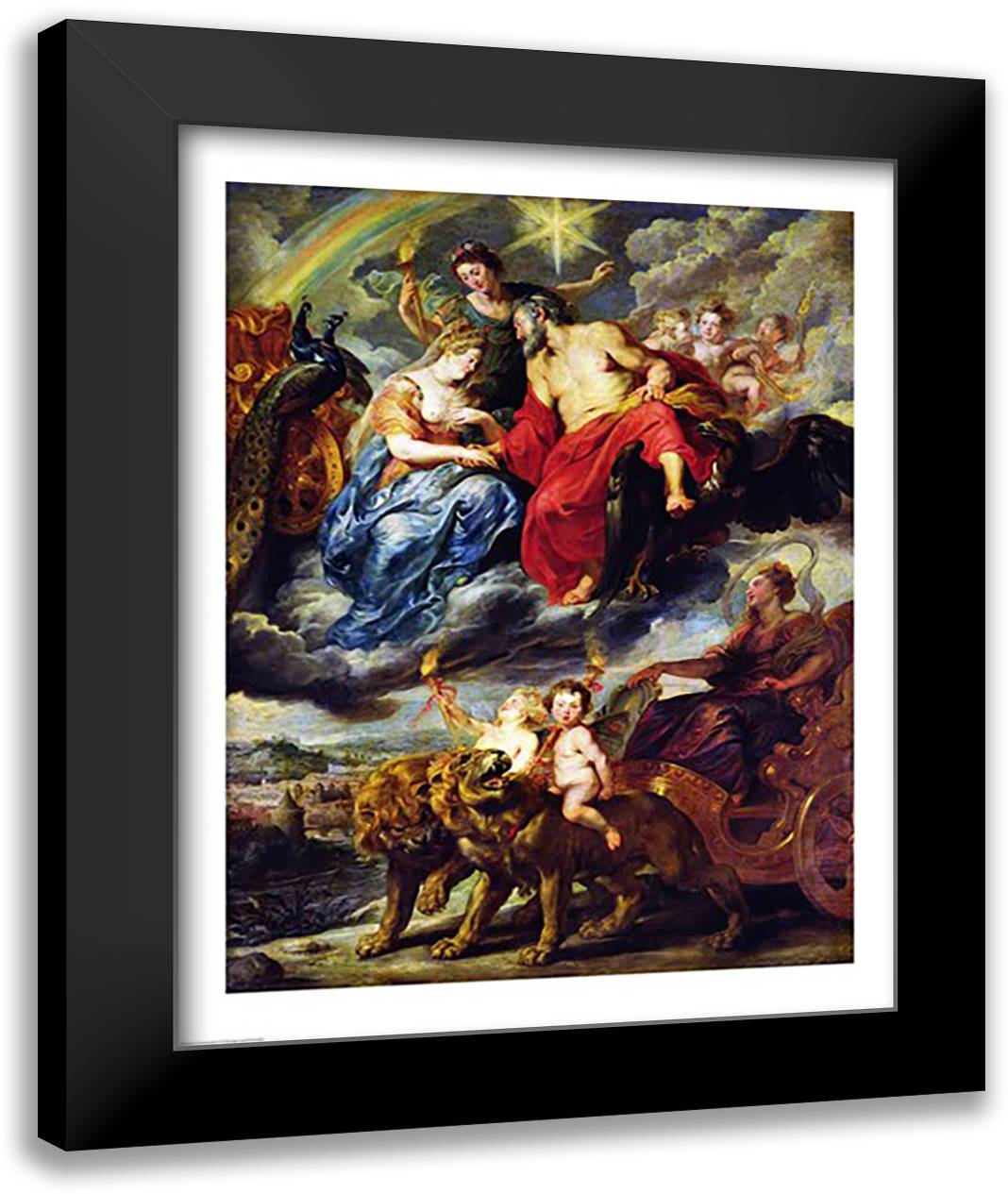 The Medici Cycle: Meeting of Henri IV 22x28 Black Modern Wood Framed Art Print Poster by Rubens, Peter Paul