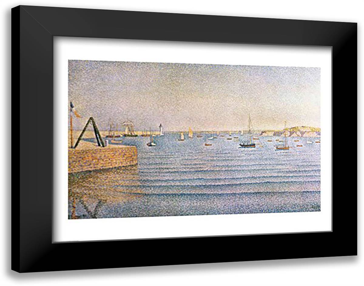 The Harbour at Portrieux, 1888 28x22 Black Modern Wood Framed Art Print Poster by Signac, Paul