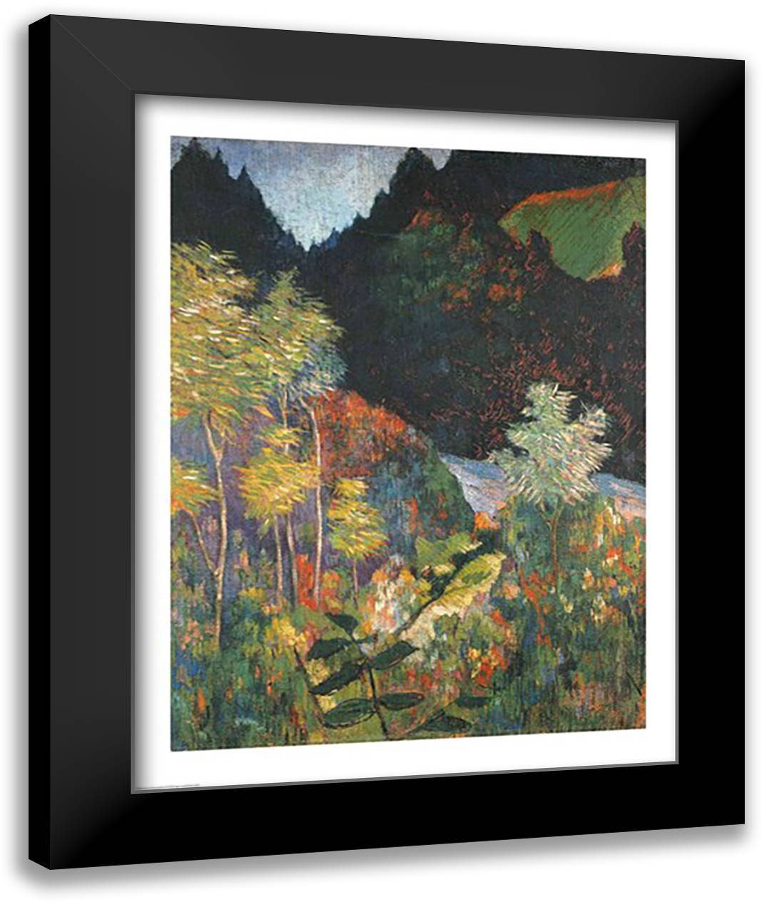 Landscape 22x28 Black Modern Wood Framed Art Print Poster by Gauguin, Paul