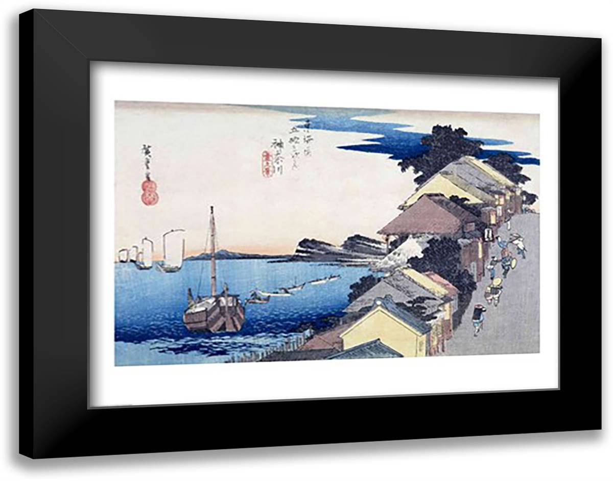 Kanagawa: View of the Ridge 28x22 Black Modern Wood Framed Art Print Poster by Hiroshige, Utagawa