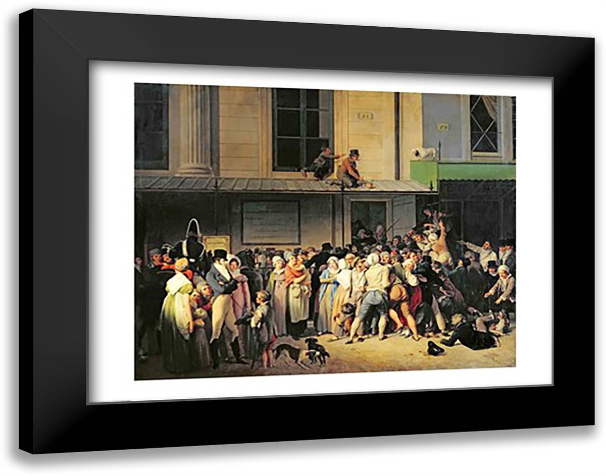 The Entrance to the Theatre de l'Ambigu-Comique 28x22 Black Modern Wood Framed Art Print Poster by Boilly, Louis-Leopold
