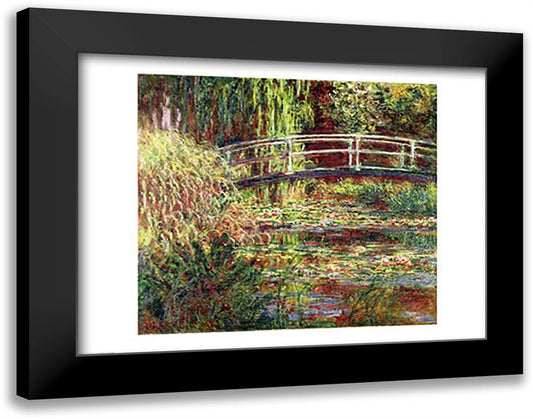 Waterlily Pond: Pink Harmony, 1900 28x22 Black Modern Wood Framed Art Print Poster by Monet, Claude