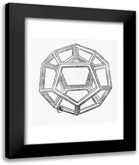 Dodecahedron 22x28 Black Modern Wood Framed Art Print Poster by da Vinci, Leonardo