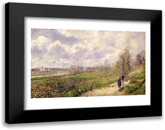 La Sente du Chou, near Pontoise, 1878 28x22 Black Modern Wood Framed Art Print Poster by Pissarro, Camille
