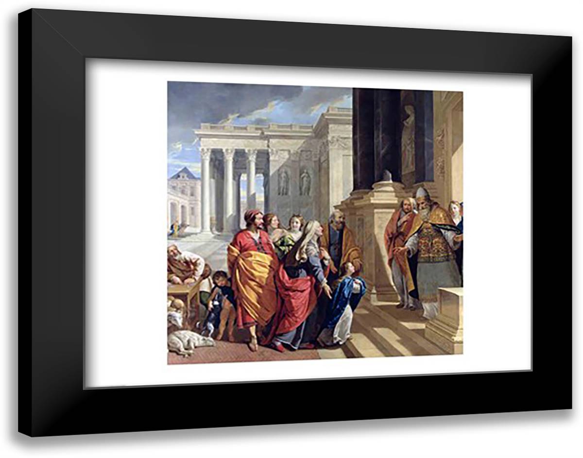Presentation of the Virgin in the Temple 28x22 Black Modern Wood Framed Art Print Poster by Champaigne, Philippe De