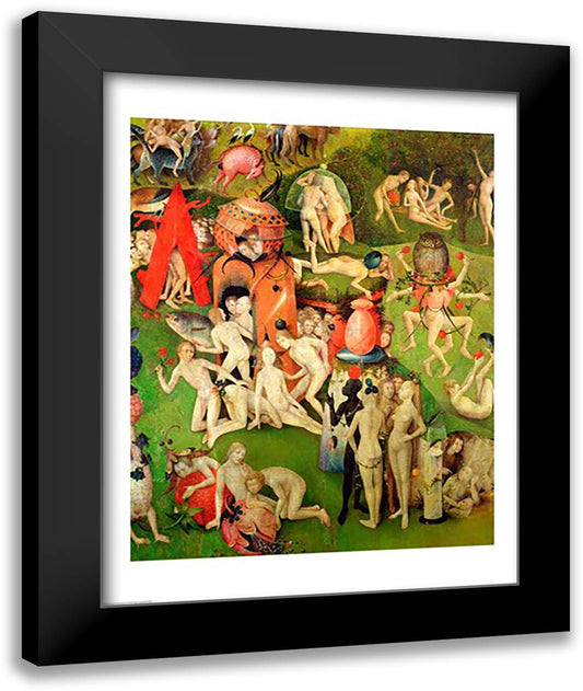 The Garden of Earthly Delights: Allegory of Luxury, central panel of triptych, c.1500 22x28 Black Modern Wood Framed Art Print Poster by Bosch, Hieronymus