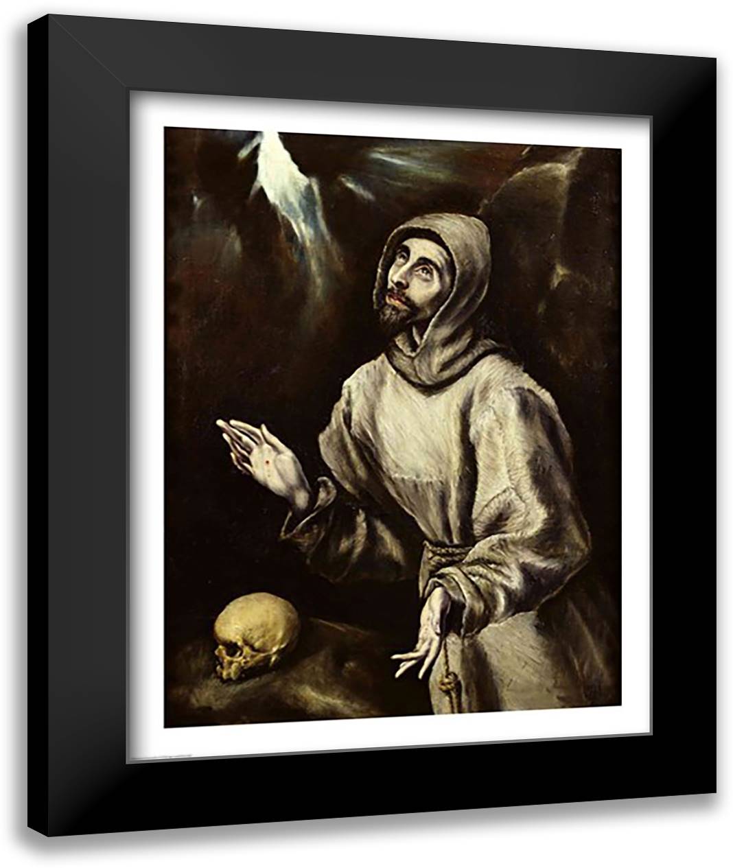 St. Francis of Assisi Receiving the Stigmata 22x28 Black Modern Wood Framed Art Print Poster by El Greco