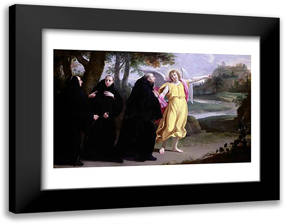 Scene from the Life of St. Benedict 28x22 Black Modern Wood Framed Art Print Poster by Champaigne, Philippe De