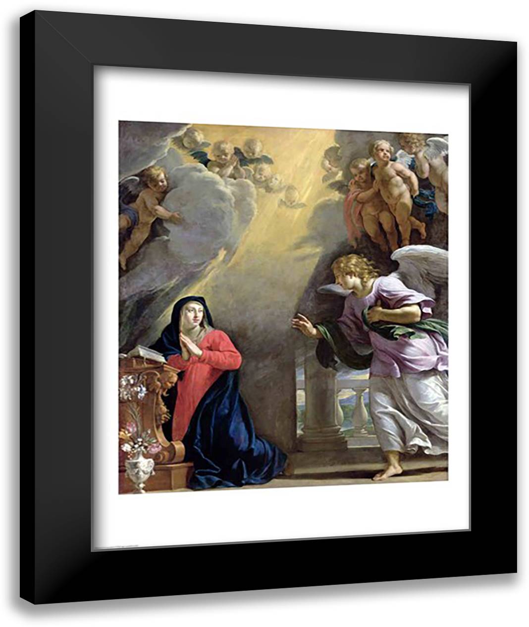 The Annunciation 22x28 Black Modern Wood Framed Art Print Poster by Champaigne, Philippe De