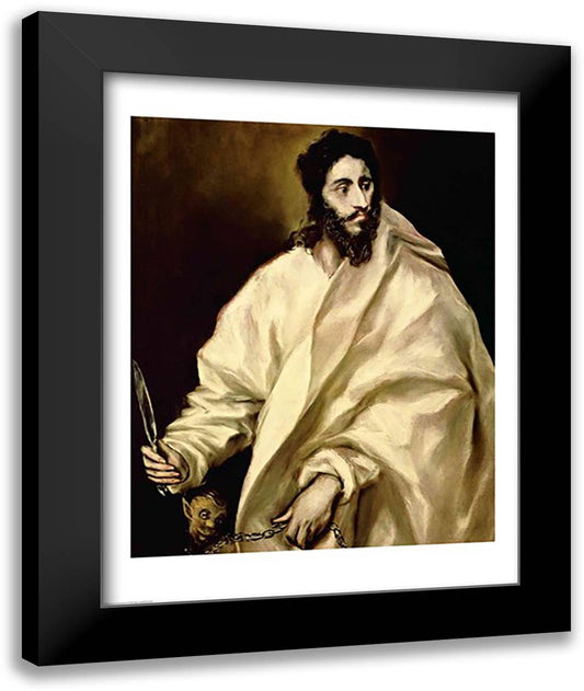 St. Bartholomew, 1606 22x28 Black Modern Wood Framed Art Print Poster by El Greco