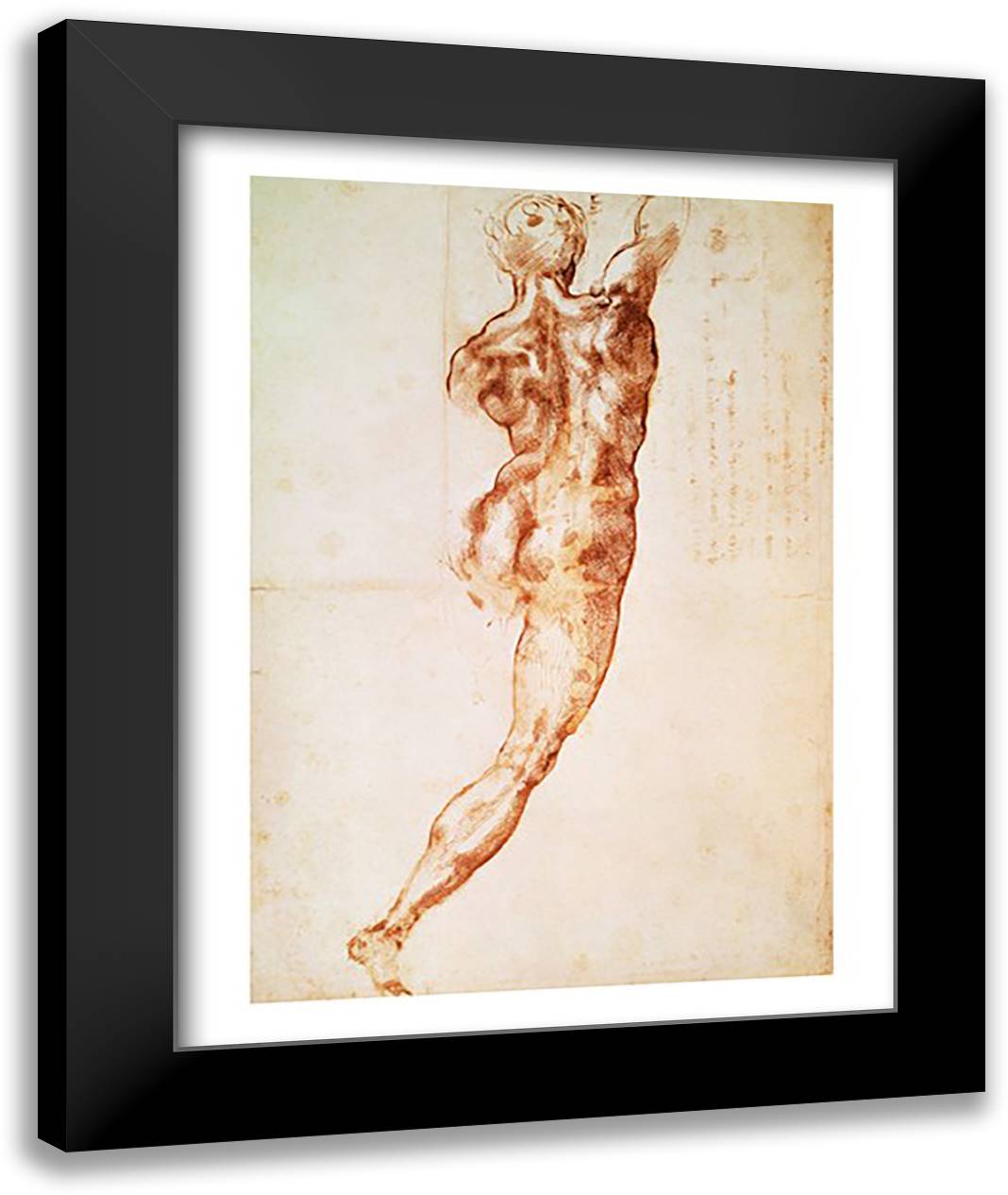 Nude, study for the Battle of Cascina 22x28 Black Modern Wood Framed Art Print Poster by Michelangelo