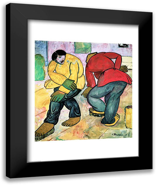 The Floor Polishers, 1911 22x28 Black Modern Wood Framed Art Print Poster by Malevich, Kazimir