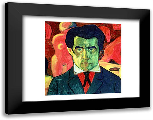 Self Portrait, 1908 28x22 Black Modern Wood Framed Art Print Poster by Malevich, Kazimir