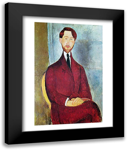 Leopold Zborowski, 1917 22x28 Black Modern Wood Framed Art Print Poster by Modigliani, Amedeo