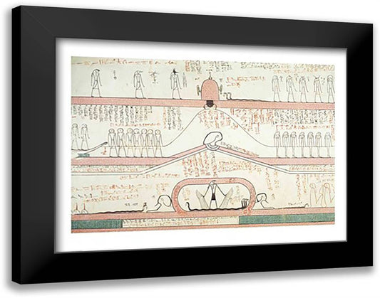 Scene from the Book of Amduat showing the journey to the Underworld 28x22 Black Modern Wood Framed Art Print Poster