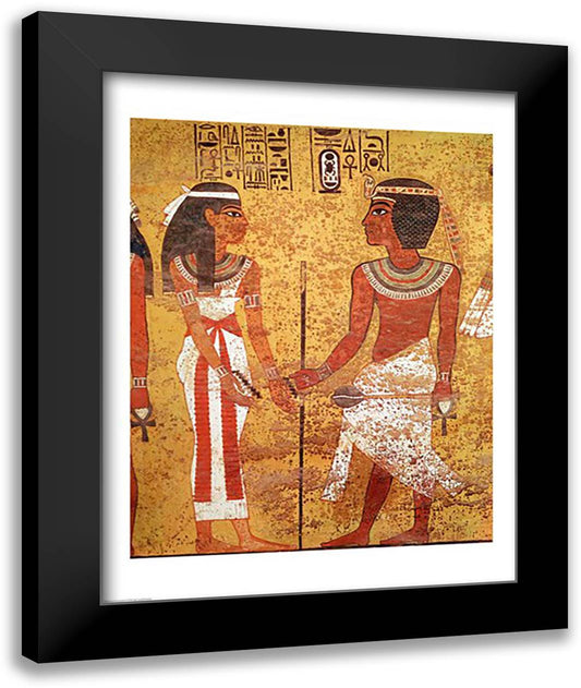 Tutankhamun and his wife, Ankhesenamun 22x28 Black Modern Wood Framed Art Print Poster