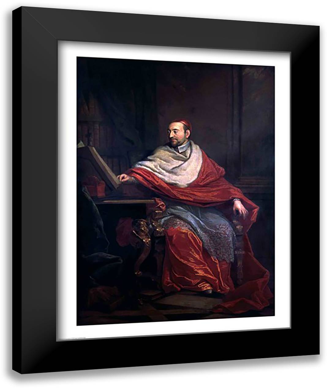 Cardinal Pierre de Berulle 22x28 Black Modern Wood Framed Art Print Poster by Champaigne, Philippe De