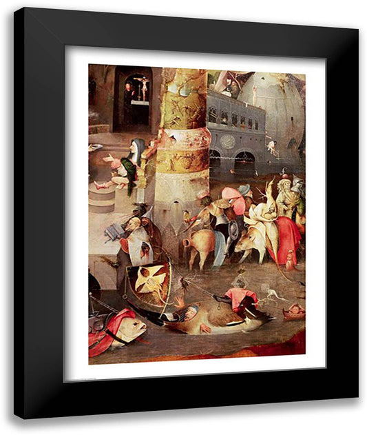 Triptych of the Temptation of St. Anthony, detail of the lower right hand side 22x28 Black Modern Wood Framed Art Print Poster by Bosch, Hieronymus