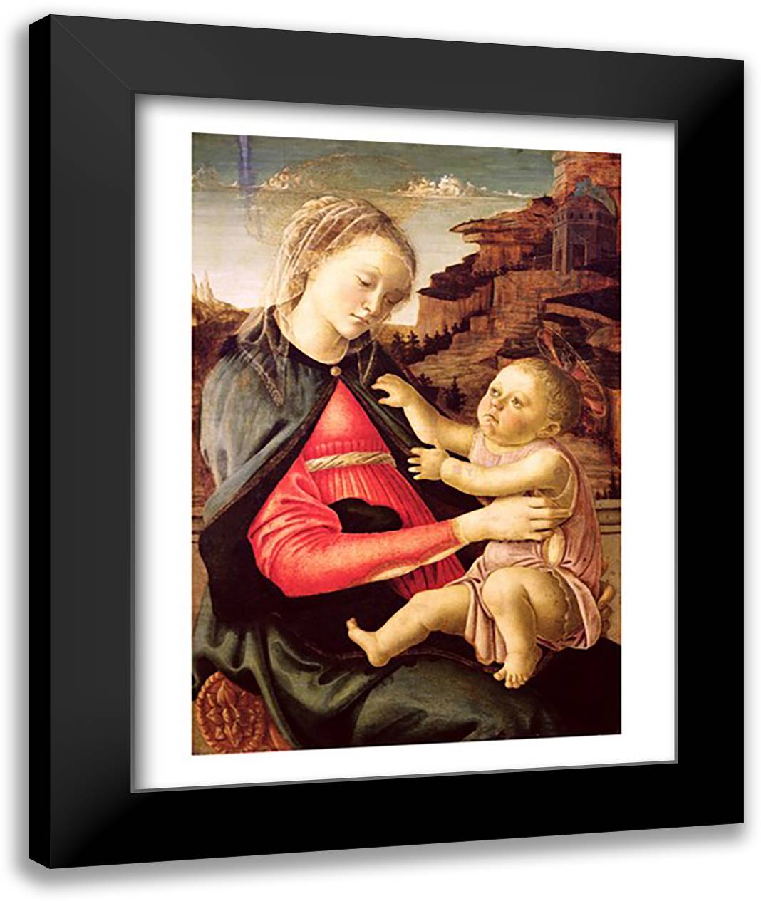 The Virgin and Child (Madonna of the Guidi da Faenza) c.1465-70 22x28 Black Modern Wood Framed Art Print Poster by Botticelli, Sandro