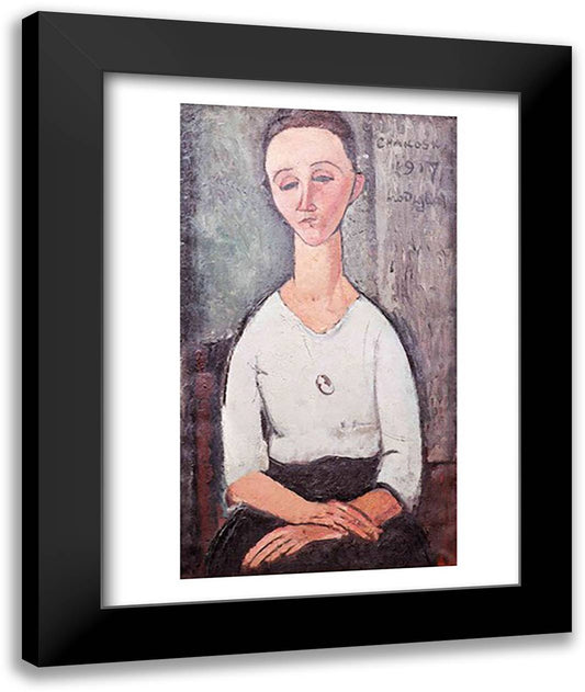 Portrait of Madame Chakowska, 1917 22x28 Black Modern Wood Framed Art Print Poster by Modigliani, Amedeo