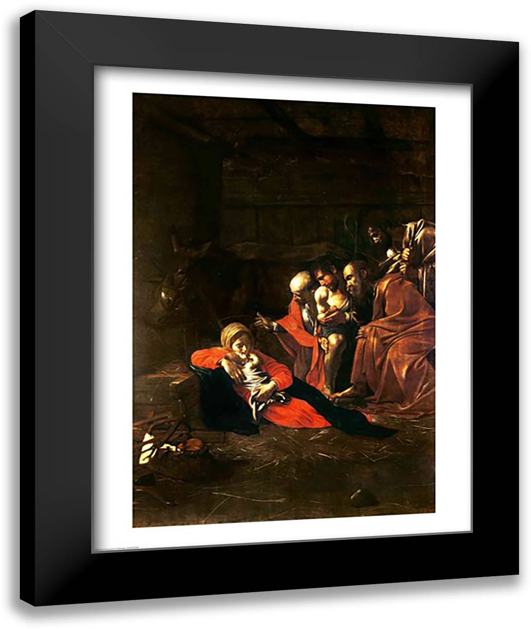 Adoration of the Shepherds 22x28 Black Modern Wood Framed Art Print Poster by Caravaggio