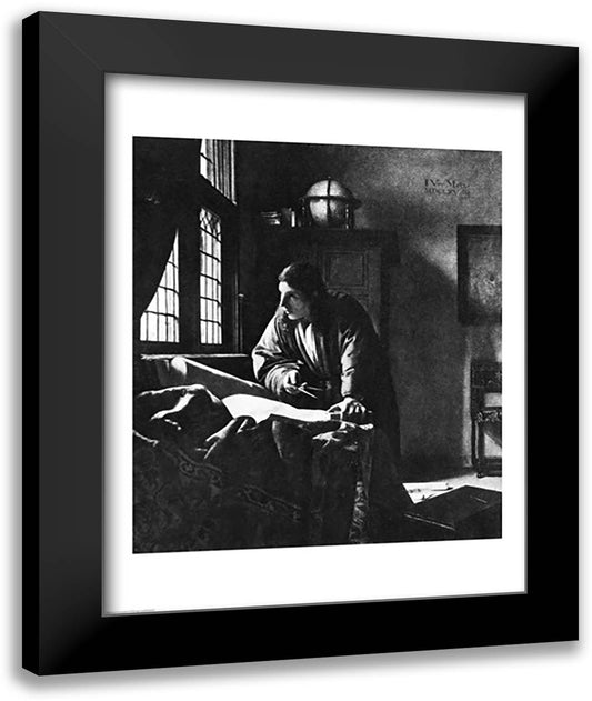 The Geographer, 1669 22x28 Black Modern Wood Framed Art Print Poster by Vermeer, Johannes