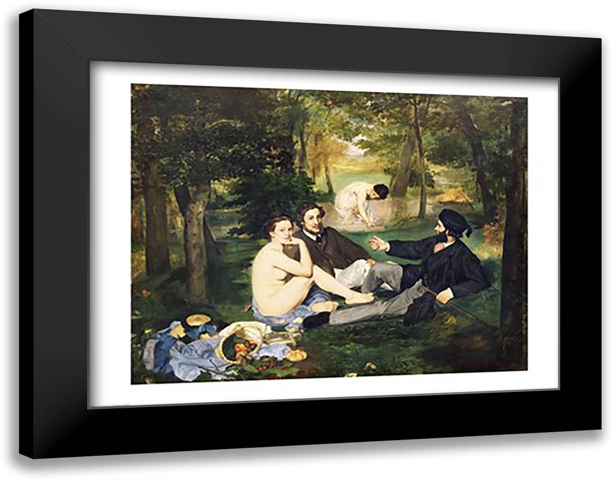 Dejeuner sur l'Herbe, 1863 28x22 Black Modern Wood Framed Art Print Poster by Manet, Edouard