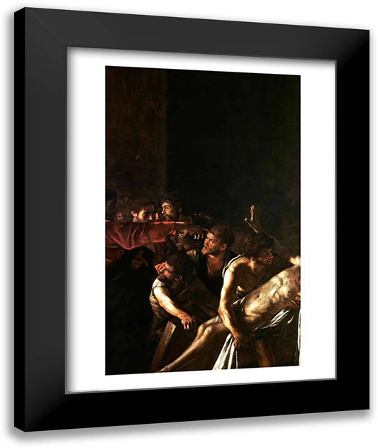 Resurrection of Lazarus, Detail 22x28 Black Modern Wood Framed Art Print Poster by Caravaggio